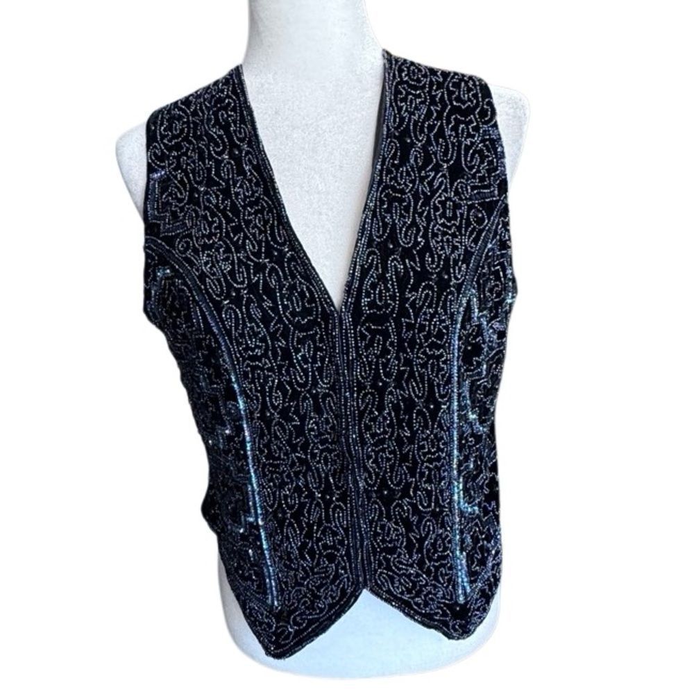 Della Roufogali Niteline Top Beaded Vest Top Elegant SZ M